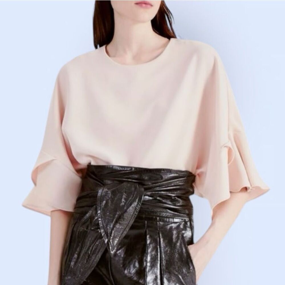 IRO pink blush flutter sleeve blouse sz. 42, US 10, $210 E12